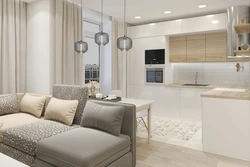 Modern kitchen living room in light colors photo