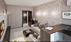 Design of the living room in the apartment wallpaper with flowers