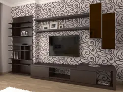 Дизайн зала в квартире обои с цветами