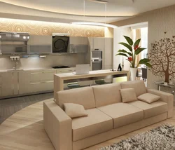 Fashionable colors in the interior of the kitchen living room
