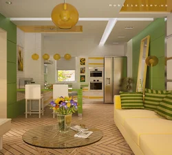 Fashionable colors in the interior of the kitchen living room