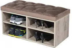 Shoe rack with soft seat in the hallway photo