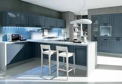 Сине серый цвет кухни фото