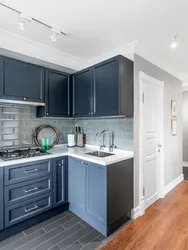 Blue gray kitchen color photo