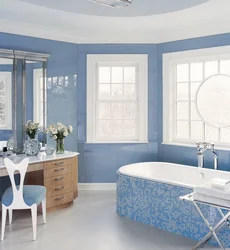 Bath design in blue and white tones
