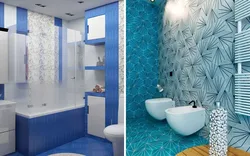 Дизайн ванны в сине белых тонах