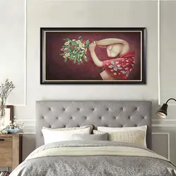 What Kind Of Paintings Are Hung In The Bedroom Above The Bed Photo