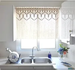 Curtains for the kitchen in the Roman style, short to the window sill photo