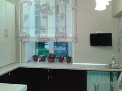 Curtains For The Kitchen In The Roman Style, Short To The Window Sill Photo