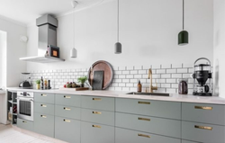 Photo of a modern kitchen without top drawers