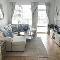 Living room interior with corner sofa