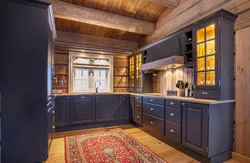 Kitchen in a log house photo interior design