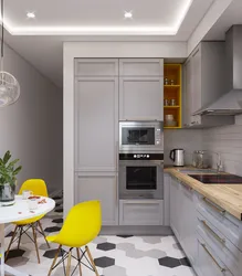 Kitchen interior of 9 sq m in a panel house