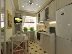 Kitchen interior of 9 sq m in a panel house