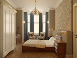 Interior design bedroom with bay window