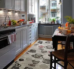 Kitchen design with carpet on the floor