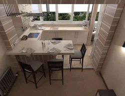 Combine kitchen with living room and balcony design