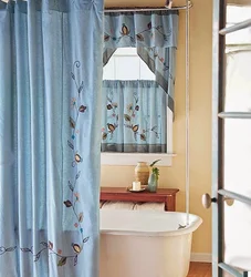 Curtains In The Bathroom On The Window Photo