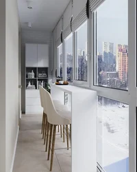 Кухня с балконом панорамным окном фото