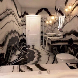 Қара және ақ мәрмәрден жасалған ванна бөлмесінің дизайны