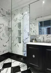 Bathroom design in black and white marble