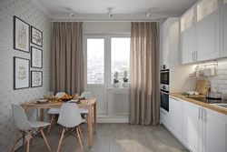 Kitchen design with one window 10 sq m
