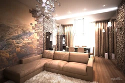 Коричневый цвет дивана в интерьере гостиной