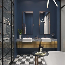 Blue and white bathroom design