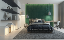 Bedroom design in gray-green tones