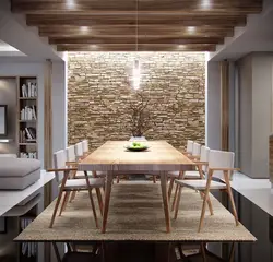 Красивый дизайн стены на кухне