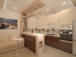 Living Room Kitchen Design In Beige Tones