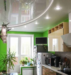 Suspended ceiling in the kitchen real photos