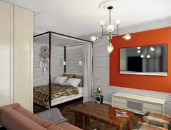 Design of a one-room apartment - bedroom and living room in one