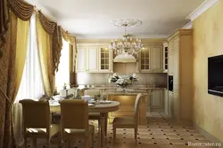 Интерьер кухни в доме в классическом стиле