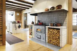 Stove in the interior of the kitchen and home