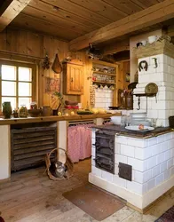 Stove in the interior of the kitchen and home