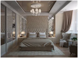 Mirrors in the interior of a modern bedroom