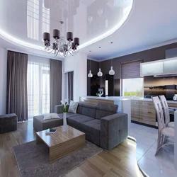 Kitchen living room 60 sq m in the house design