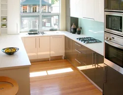 Modern kitchen design U-shaped with window