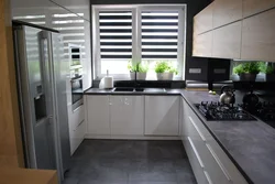 Modern kitchen design U-shaped with window