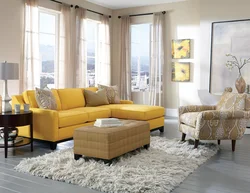 Living room yellow sofa design