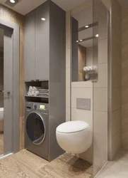 Дизайн ванной с ванной унитазом и стиральной машиной