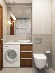 Bathroom design with bathtub toilet and washing machine
