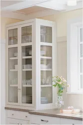 Glass cabinets in the kitchen interior