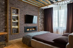 Brick design in bedroom interior