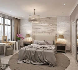 Brick design in bedroom interior