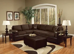 Brown Furniture In The Living Room Interior Combination