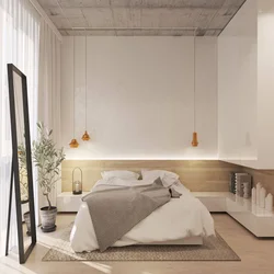 Светлая спальня ў стылі мінімалізм дызайн
