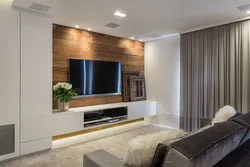 Декоративная стена с телевизором в гостиной фото