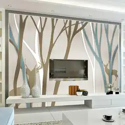 Decorative wall with TV in the living room photo